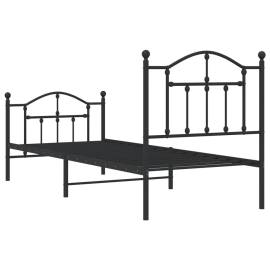 Cadru pat metalic cu tăblii de cap/picioare, negru, 90x200 cm, 7 image