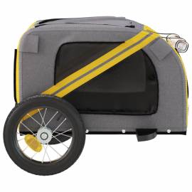 Remorcă bicicletă pentru câini galben&gri țesătură oxford&fier, 7 image