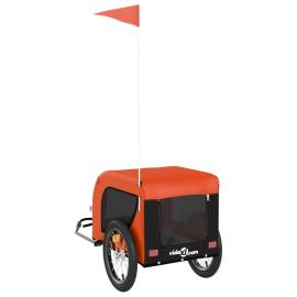 Remorcă de bicicletă câini portocaliu&negru textil oxford&fier, 7 image
