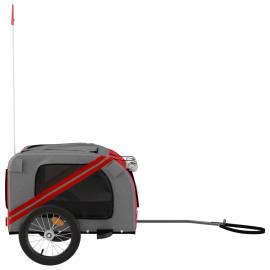 Remorcă de bicicletă pentru câini, roșu&gri, textil oxford&fier, 6 image