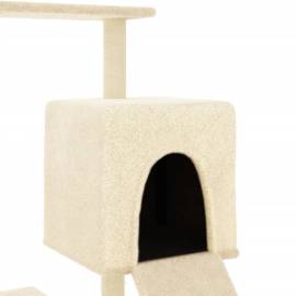Ansamblu de pisici cu stâlpi din funie de sisal, crem, 130,5 cm, 6 image