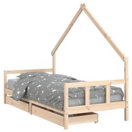 Cadru de pat cu sertare de copii, 90x200 cm, lemn masiv pin, 2 image