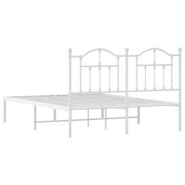 Cadru de pat metalic cu tăblie, alb, 140x190 cm, 7 image