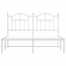 Cadru de pat metalic cu tăblie, alb, 140x190 cm, 5 image