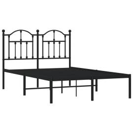 Cadru de pat metalic cu tăblie, negru, 120x190 cm, 4 image