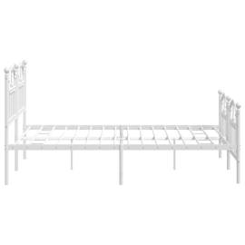 Cadru de pat metalic cu tăblie de cap/picioare, alb, 140x190 cm, 6 image