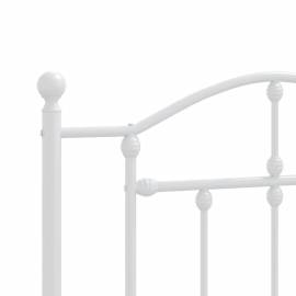 Cadru de pat metalic cu tăblie de cap/picioare, alb, 80x200 cm, 8 image