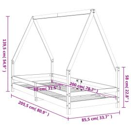 Cadru de pat pentru copii, 80x200 cm, lemn masiv de pin, 9 image