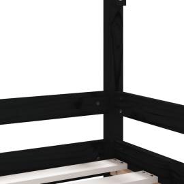 Cadru de pat pentru copii, negru, 90x190 cm, lemn masiv de pin, 7 image