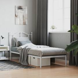 Cadru pat metalic cu tăblie, alb, 90x200 cm