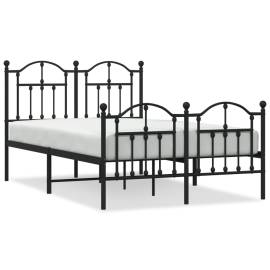 Cadru pat metalic cu tăblie de cap/picioare, negru, 120x200 cm, 2 image