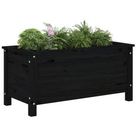 Jardinieră de grădină, negru, 82,5x40x39 cm, lemn masiv de pin, 3 image