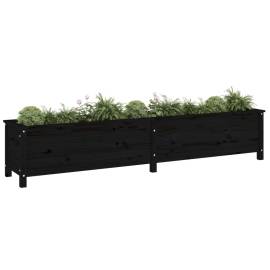 Strat înălțat de grădină, negru, 199,5x40x39 cm, lemn masiv pin, 3 image