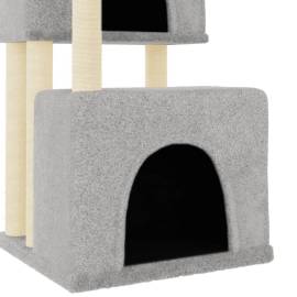 Ansamblu de pisici, stâlpi din funie sisal, gri deschis, 122 cm, 6 image