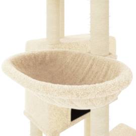 Ansamblu de pisici cu stâlpi din funie de sisal, crem, 122 cm, 7 image