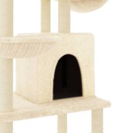 Ansamblu de pisici cu stâlpi din funie de sisal, crem, 180 cm, 6 image