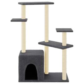 Ansamblu pisici cu stâlpi din funie sisal, gri închis, 107,5 cm, 3 image