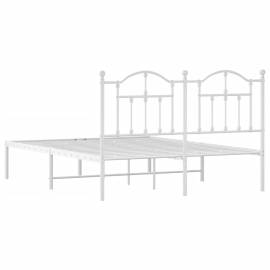Cadru de pat metalic cu tăblie, alb, 135x190 cm, 7 image
