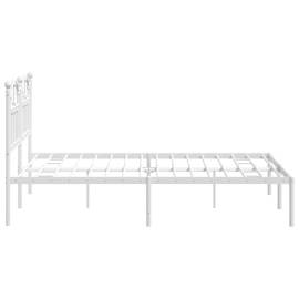 Cadru de pat metalic cu tăblie, alb, 135x190 cm, 6 image