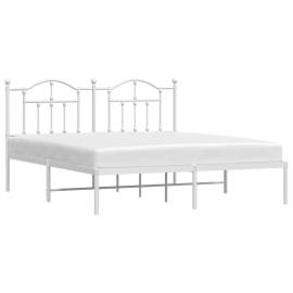 Cadru de pat metalic cu tăblie, alb, 180x200 cm, 3 image