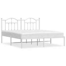 Cadru de pat metalic cu tăblie, alb, 180x200 cm, 2 image