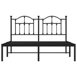 Cadru de pat metalic cu tăblie, negru, 140x190 cm, 5 image