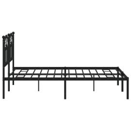 Cadru de pat metalic cu tăblie, negru, 140x190 cm, 6 image