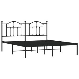 Cadru de pat metalic cu tăblie, negru, 183x213 cm, 4 image