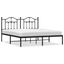 Cadru de pat metalic cu tăblie, negru, 183x213 cm, 2 image