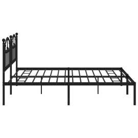 Cadru de pat metalic cu tăblie, negru, 193x203 cm, 6 image