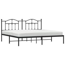Cadru de pat metalic cu tăblie, negru, 193x203 cm, 3 image