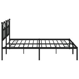 Cadru de pat metalic cu tăblie, negru, 200x200 cm, 6 image