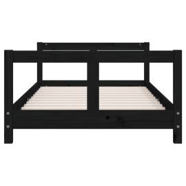 Cadru de pat pentru copii, negru, 80x160 cm, lemn masiv de pin, 4 image