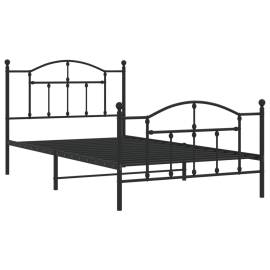 Cadru pat metalic cu tăblii de cap/picioare, negru, 100x200 cm, 4 image