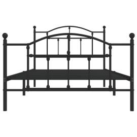 Cadru pat metalic cu tăblii de cap/picioare, negru, 100x200 cm, 5 image