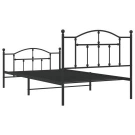 Cadru pat metalic cu tăblii de cap/picioare, negru, 107x203 cm, 7 image