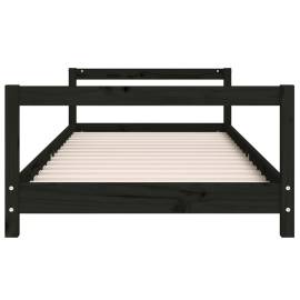 Cadru pat pentru copii, negru, 90x200 cm, lemn masiv de pin, 4 image
