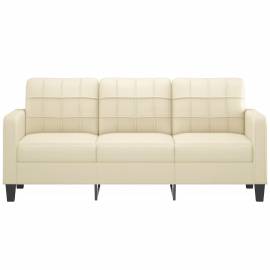 Canapea cu 3 locuri, crem, 180 cm, piele ecologică, 3 image