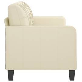 Canapea cu 3 locuri, crem, 180 cm, piele ecologică, 4 image