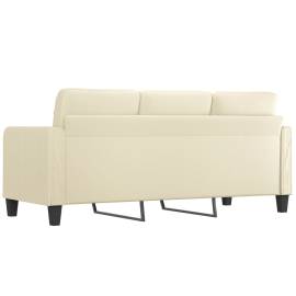 Canapea cu 3 locuri, crem, 180 cm, piele ecologică, 5 image
