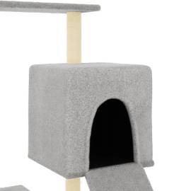 Ansamblu pisici, stâlpi din funie sisal, gri deschis, 130,5 cm, 6 image
