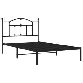 Cadru de pat din metal cu tăblie, negru, 107x203 cm, 4 image
