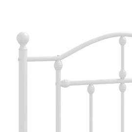 Cadru de pat metalic cu tăblie, alb, 100x190 cm, 8 image