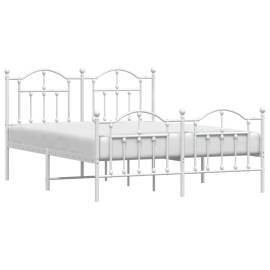 Cadru de pat metalic cu tăblie, alb, 135x190 cm, 3 image