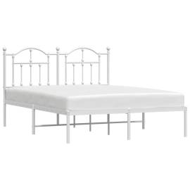 Cadru de pat metalic cu tăblie, alb, 140x200 cm, 3 image