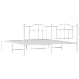 Cadru de pat metalic cu tăblie, alb, 193x203 cm, 7 image