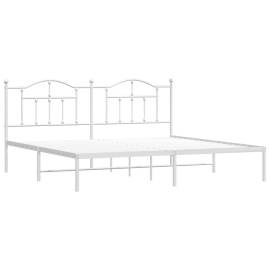 Cadru de pat metalic cu tăblie, alb, 193x203 cm, 4 image