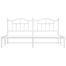 Cadru de pat metalic cu tăblie, alb, 193x203 cm, 5 image