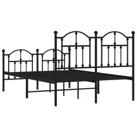 Cadru pat metalic cu tăblie de cap/picioare, negru, 120x190 cm, 7 image