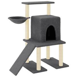 Ansamblu de pisici, stâlpi din funie sisal, gri închis, 96,5 cm, 2 image